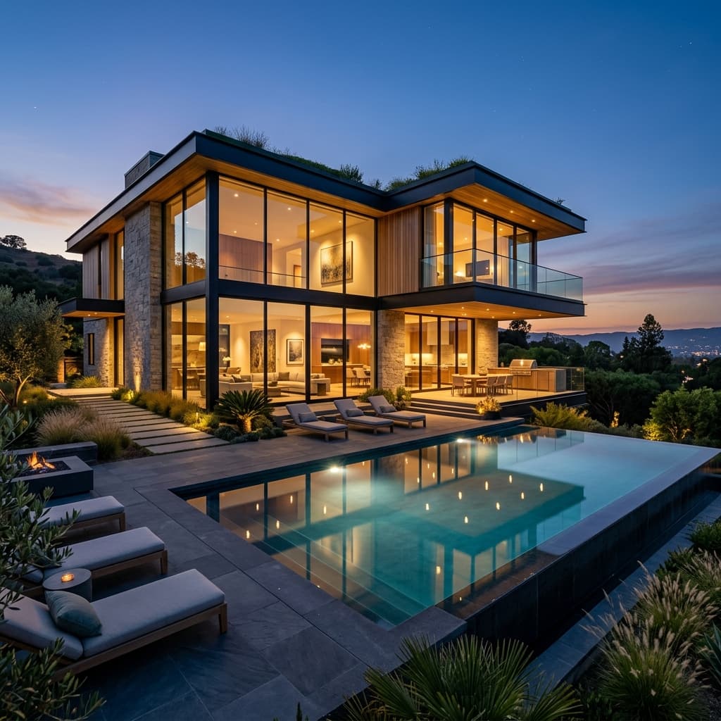 Luxury House at Dusk
